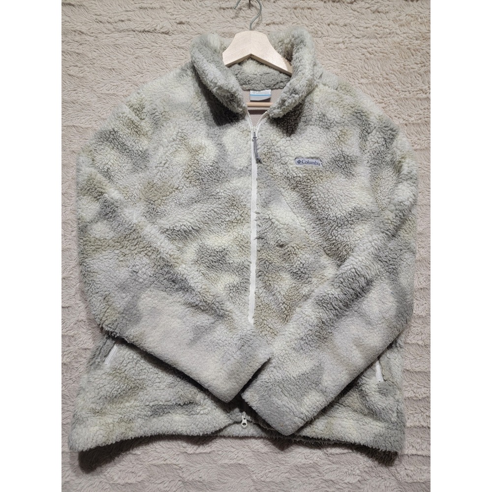 Columbia Fire Side II Sherpa Full Zip Fleece Jacket Grey Camo AL2904 XL